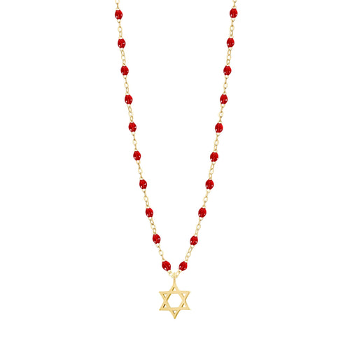 Gigi Clozeau - Star of David Necklace, Ruby, Yellow Gold, 16.5