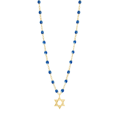 Gigi Clozeau - Star of David Necklace, Saphire, Yellow Gold, 16.5