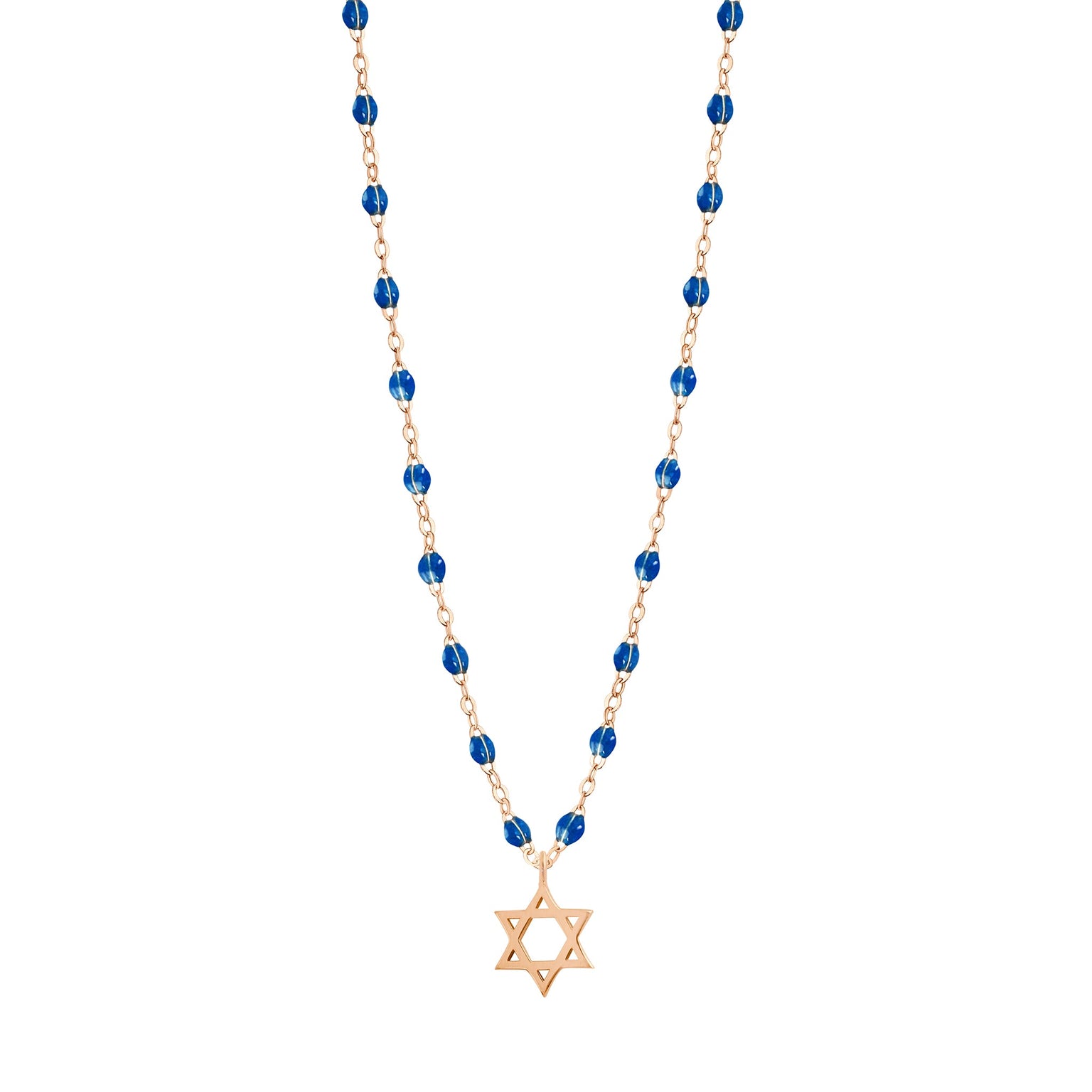 Star of David Necklace Sapphire Rose Gold 16.5