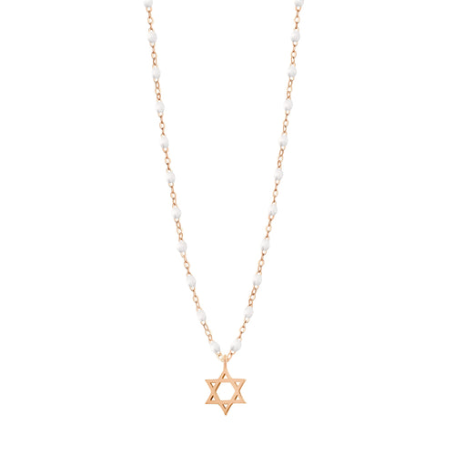Gigi Clozeau - Star of David Necklace, White, Rose Gold, 16.5