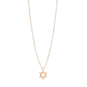 Gigi Clozeau - Star of David Necklace, White, Rose Gold, 16.5"
