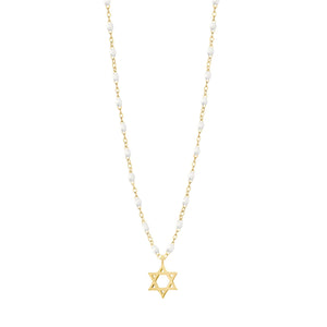 Gigi Clozeau - Star of David Necklace, White, Yellow Gold, 16.5"