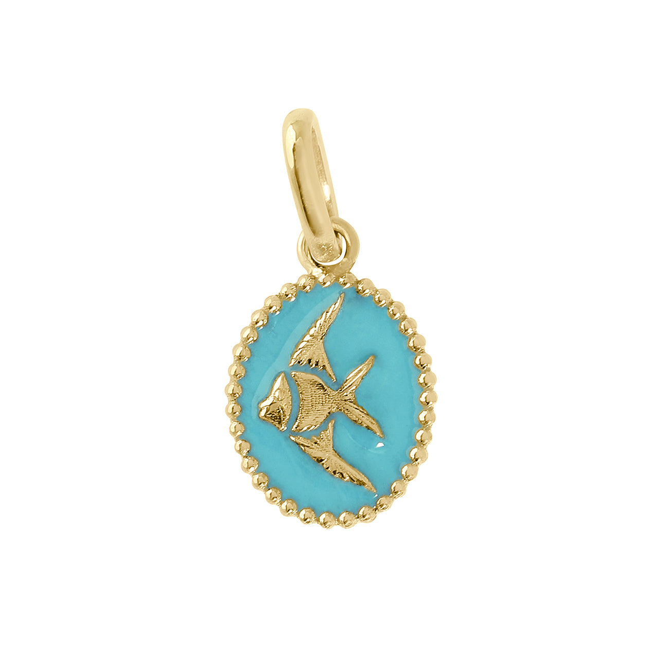 Gigi Clozeau - Turquoise Angelfish Pendant, Yellow Gold