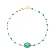 Gigi Clozeau - Turquoise Green Angelfish Bracelet, Yellow Gold, 6.7"
