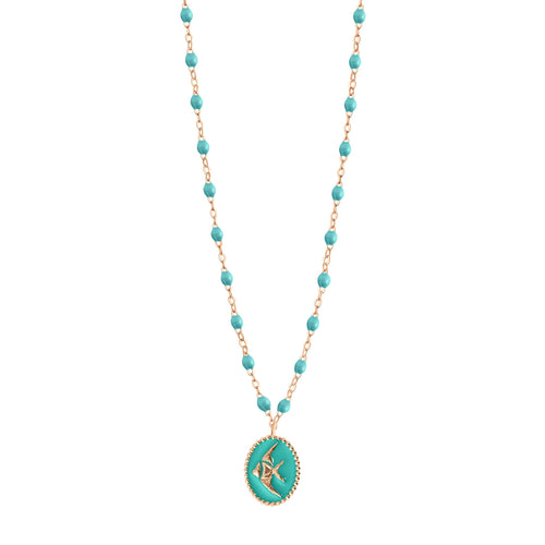 Gigi Clozeau - Turquoise Green Angelfish Necklace, Rose Gold, 16.5