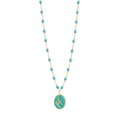 Gigi Clozeau - Turquoise Green Angelfish Necklace, Yellow Gold, 16.5