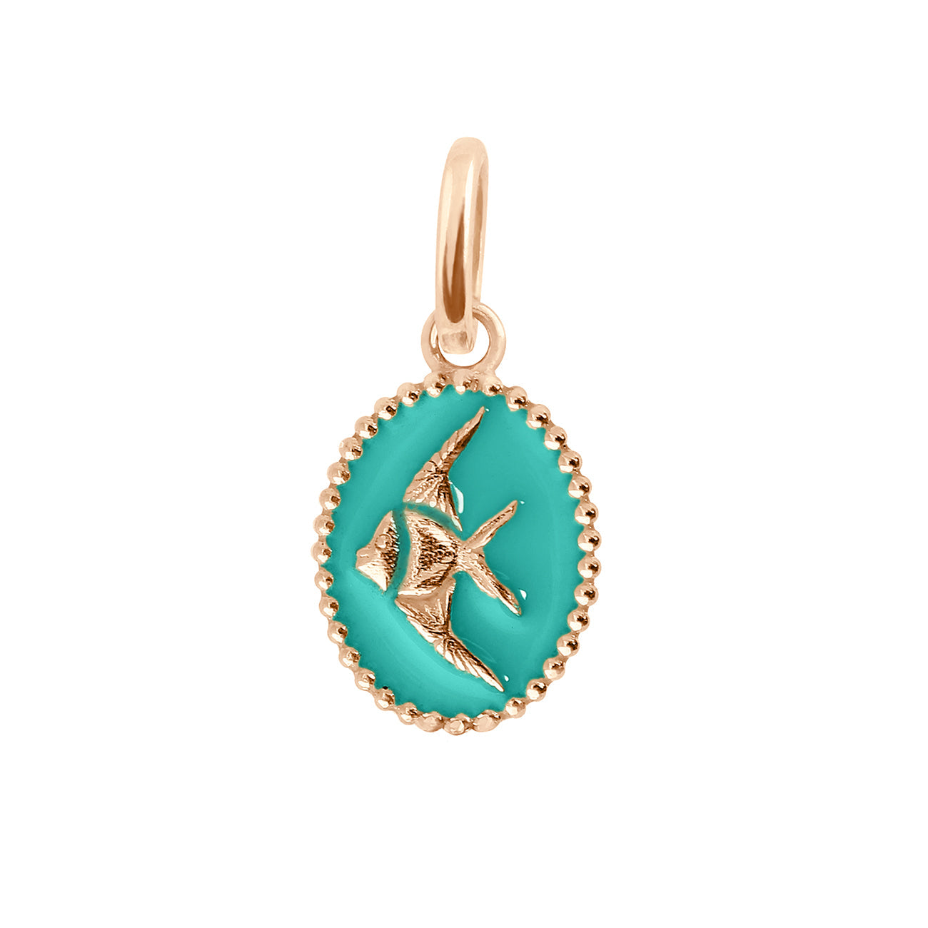 Gigi Clozeau - Turquoise Green Angelfish Pendant, Rose Gold