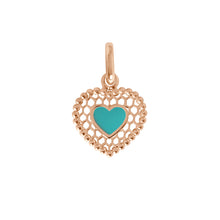 Gigi Clozeau - Turquoise Green Lace Heart Pendant, Rose Gold