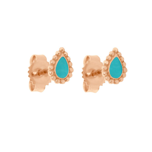 Gigi Clozeau - Turquoise Green Lucky Cashmere Earrings, Rose Gold
