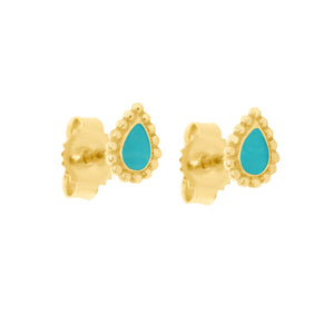 Gigi Clozeau - Turquoise Green Lucky Cashmere Earrings, Yellow Gold