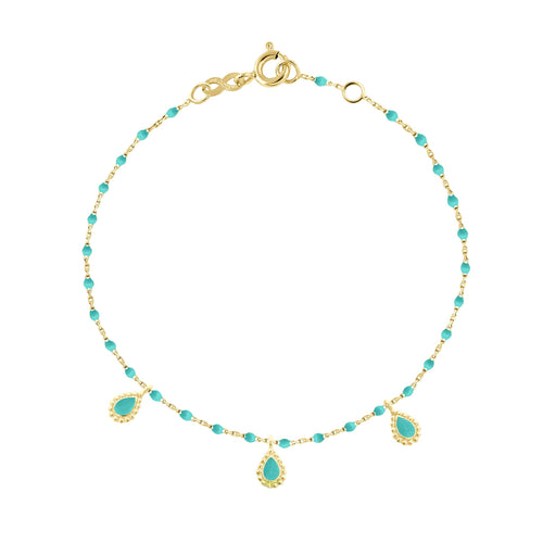 Gigi Clozeau - Turquoise Green Mini 3 Lucky Cashmere Bracelet, Yellow Gold, 6.7