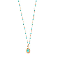 Gigi Clozeau - Turquoise Green Mini Lucky Cashmere Necklace, Rose Gold, 16.5"