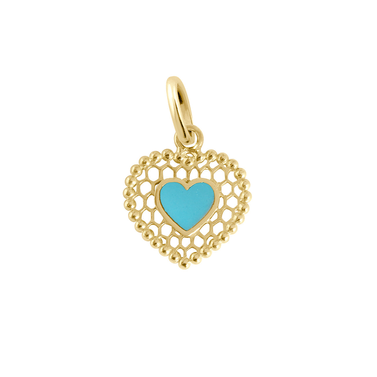 Gigi Clozeau - Turquoise Lace Heart Pendant, Yellow Gold