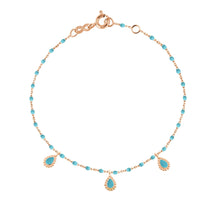Gigi Clozeau - Turquoise Mini 3 Lucky Cashmere Bracelet, Rose Gold, 6.7"