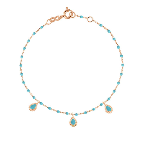 Gigi Clozeau - Turquoise Mini 3 Lucky Cashmere Bracelet, Rose Gold, 6.7