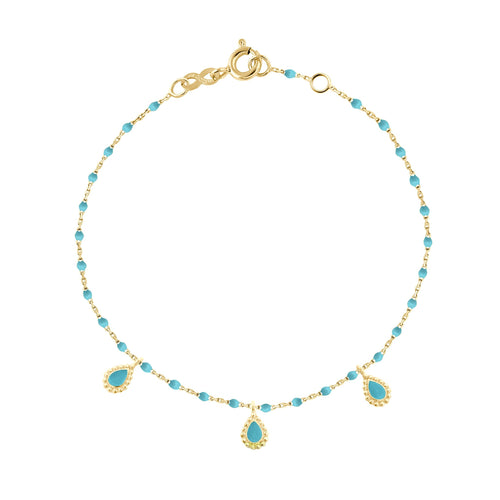 Gigi Clozeau - Turquoise Mini 3 Lucky Cashmere Bracelet, Yellow Gold, 6.7