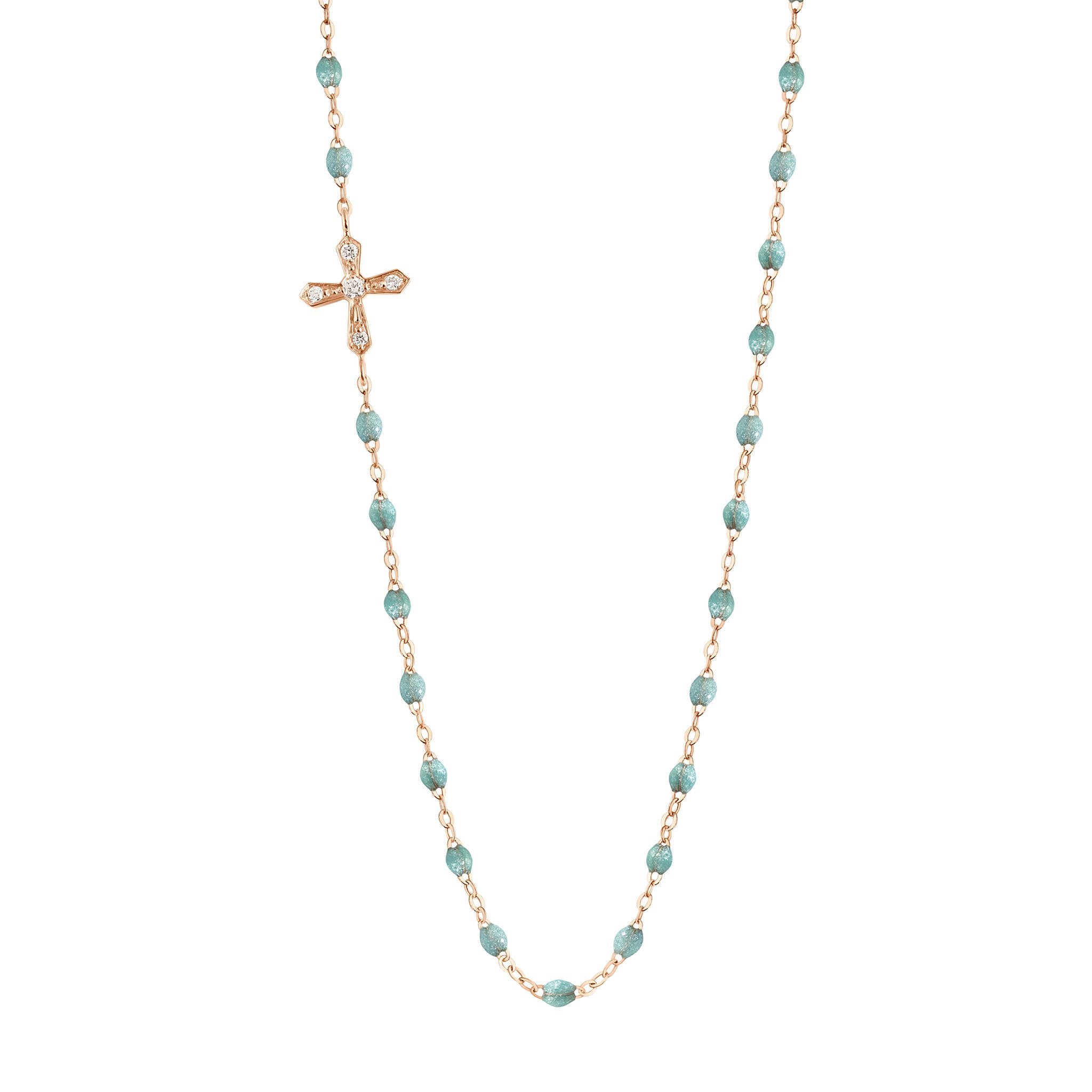 Gigi Clozeau - Vintage Cross Diamond Necklace, Iceberg, Rose Gold, 16.5"