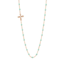 Gigi Clozeau - Vintage Cross Diamond Necklace, Jade, Rose Gold, 16.5"