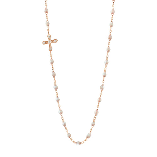 Gigi Clozeau - Vintage Cross Diamond Necklace, Opal, Rose Gold, 16.5