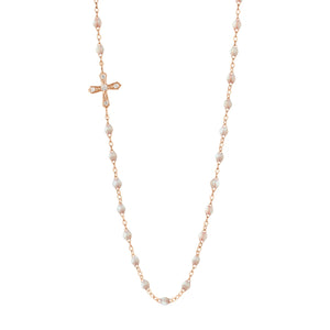 Gigi Clozeau - Vintage Cross Diamond Necklace, Opal, Rose Gold, 16.5"