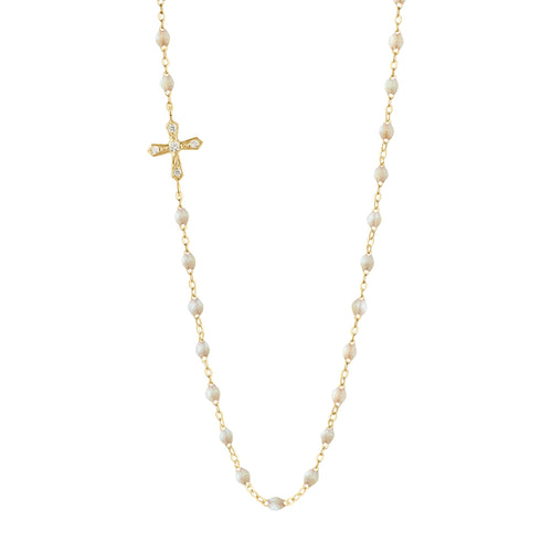 Gigi Clozeau - Vintage Cross Diamond Necklace, Opal, Yellow Gold, 16.5
