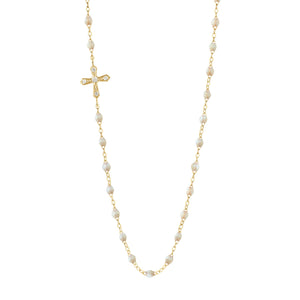 Gigi Clozeau - Vintage Cross Diamond Necklace, Opal, Yellow Gold, 16.5"
