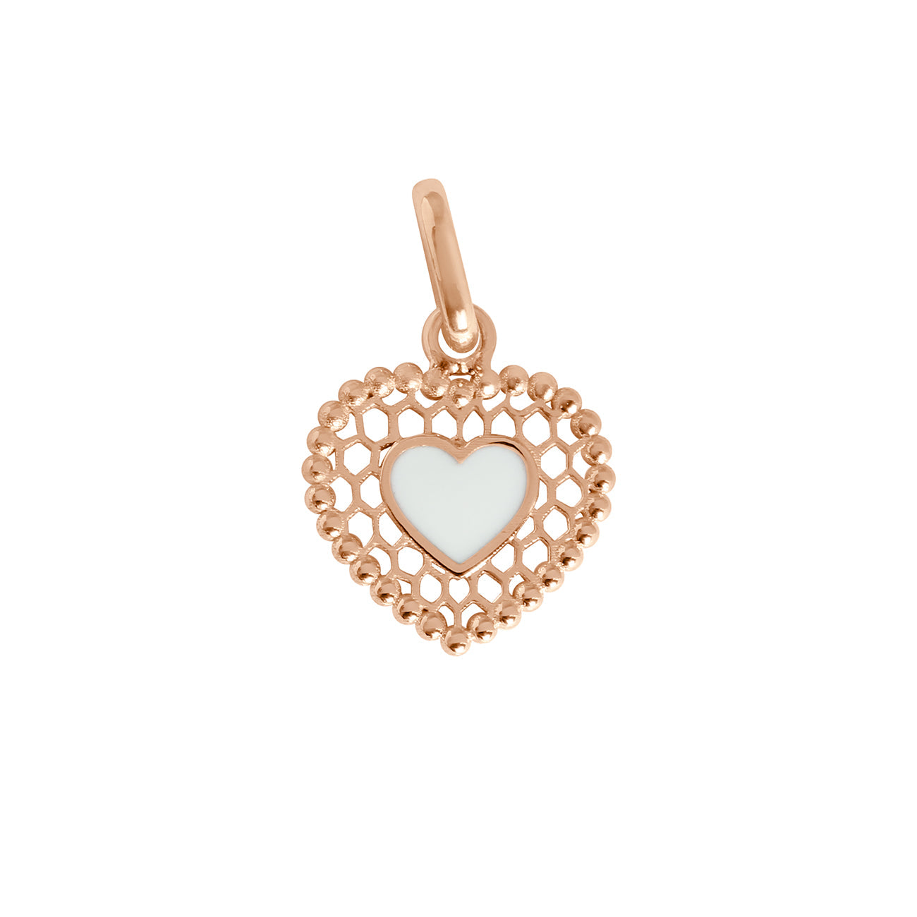Gigi Clozeau - White Lace Heart Pendant, Rose Gold