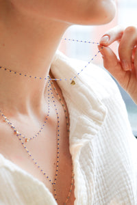 Gigi Clozeau - Lucky Heart Mini Gigi Lapis necklace, White Gold, 15.7"