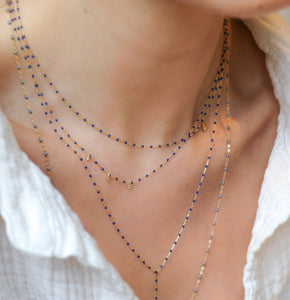 Gigi Clozeau - Mini Gigi Lapis necklace, Rose Gold 3 diamond, 16.5"