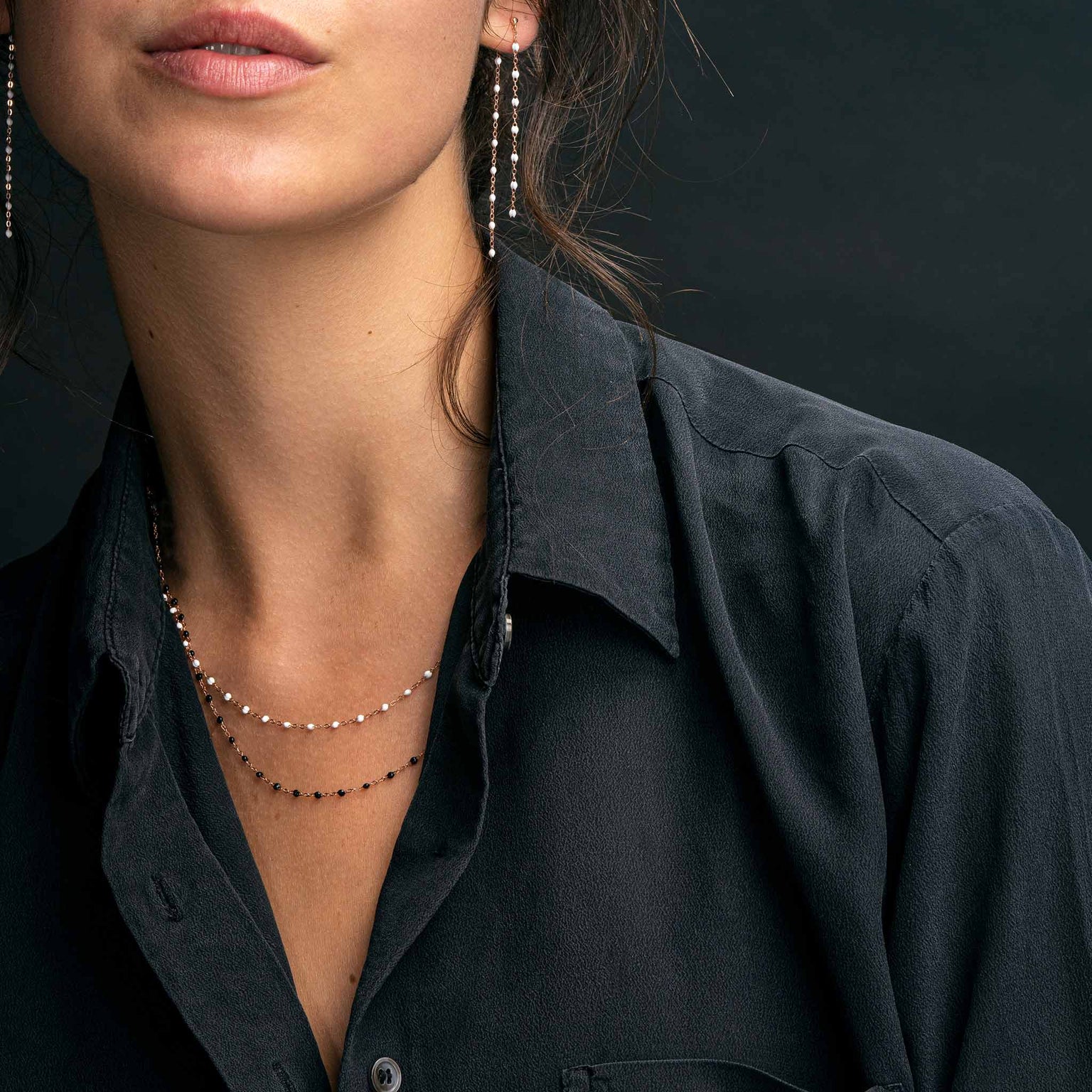 Gigi Clozeau - Classic Gigi dangling White earrings, Yellow Gold