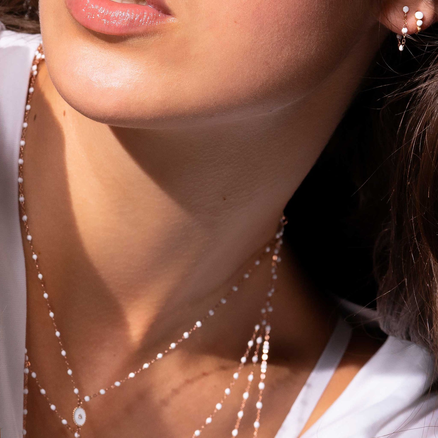 Gigi Clozeau - Classic Gigi White hoops, Rose Gold
