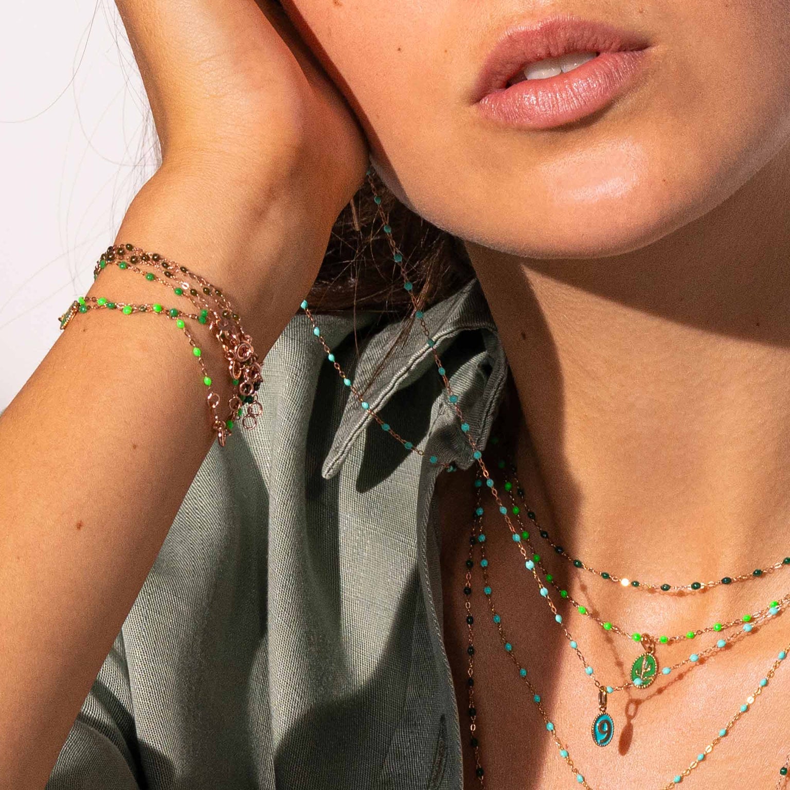 Gigi Clozeau - Classic Gigi Khaki bracelet, White Gold, 6.7"