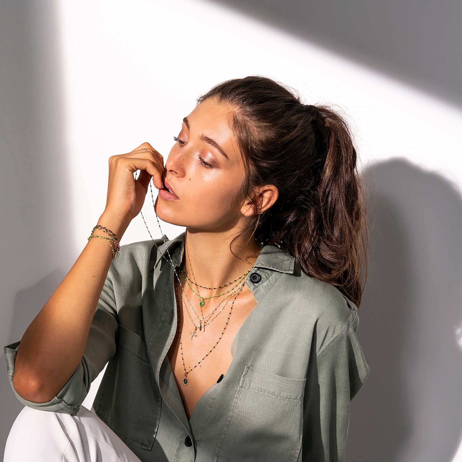 Gigi Clozeau - Classic Gigi Emerald sautoir, Rose Gold, 23.6"