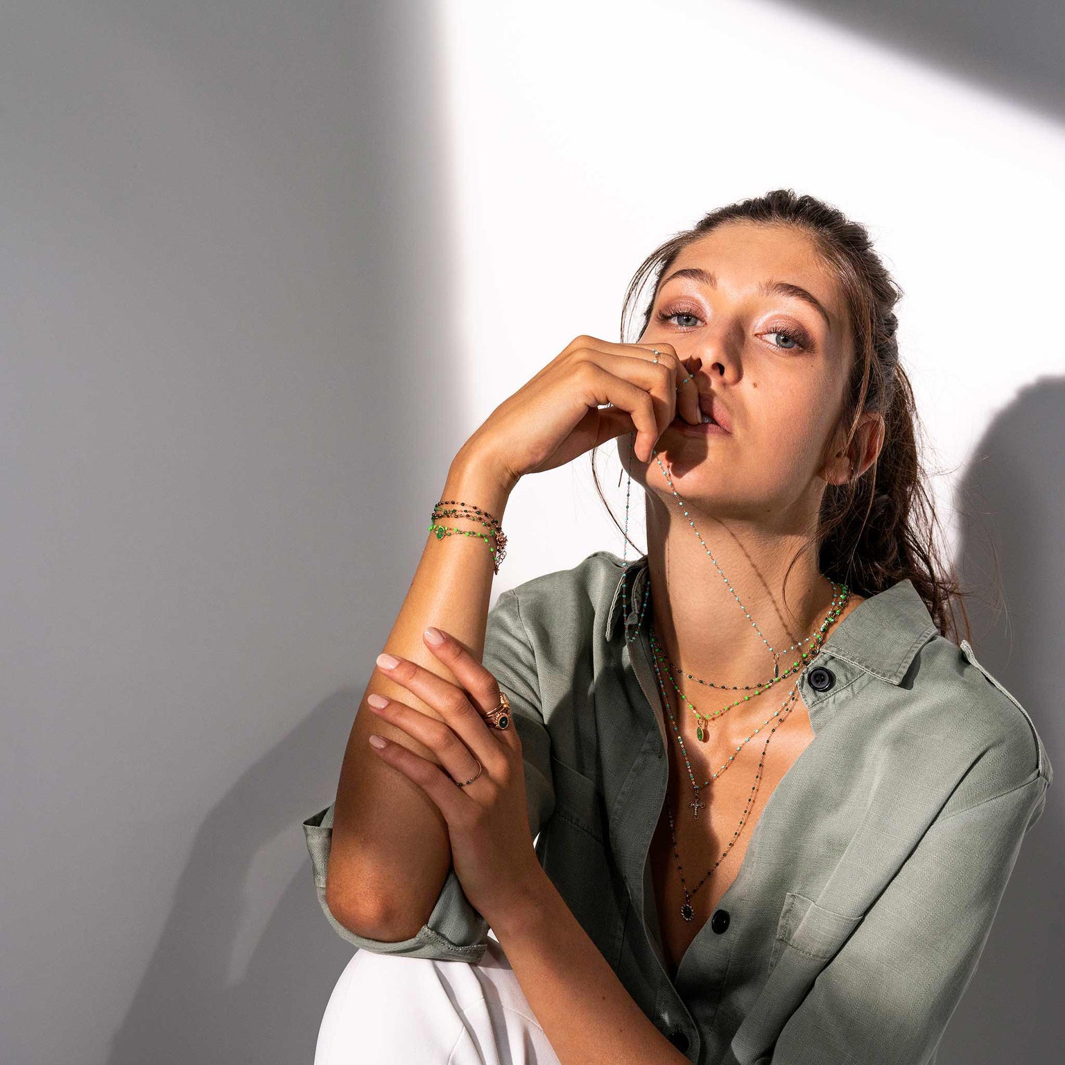 Gigi Clozeau - Classic Gigi Neon necklace, White Gold, 16.5"