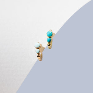 Gigi Clozeau - Classic Gigi Turquoise Green hoops, Yellow Gold