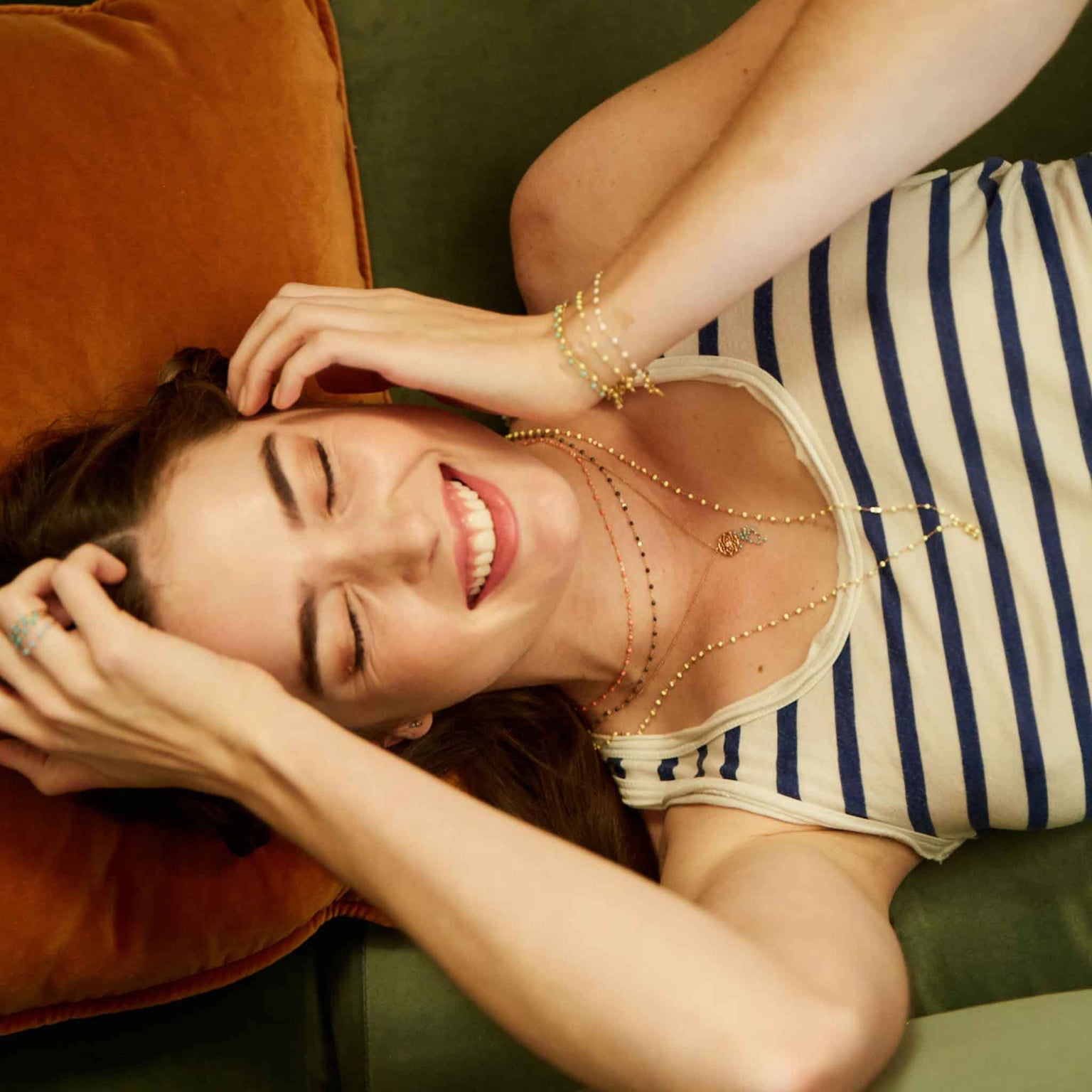 Gigi Clozeau - Classic Gigi Orange necklace, White Gold, 16.5"