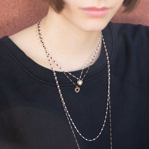 Gigi Clozeau - Black Lace Heart Necklace, Rose Gold, 16.5"