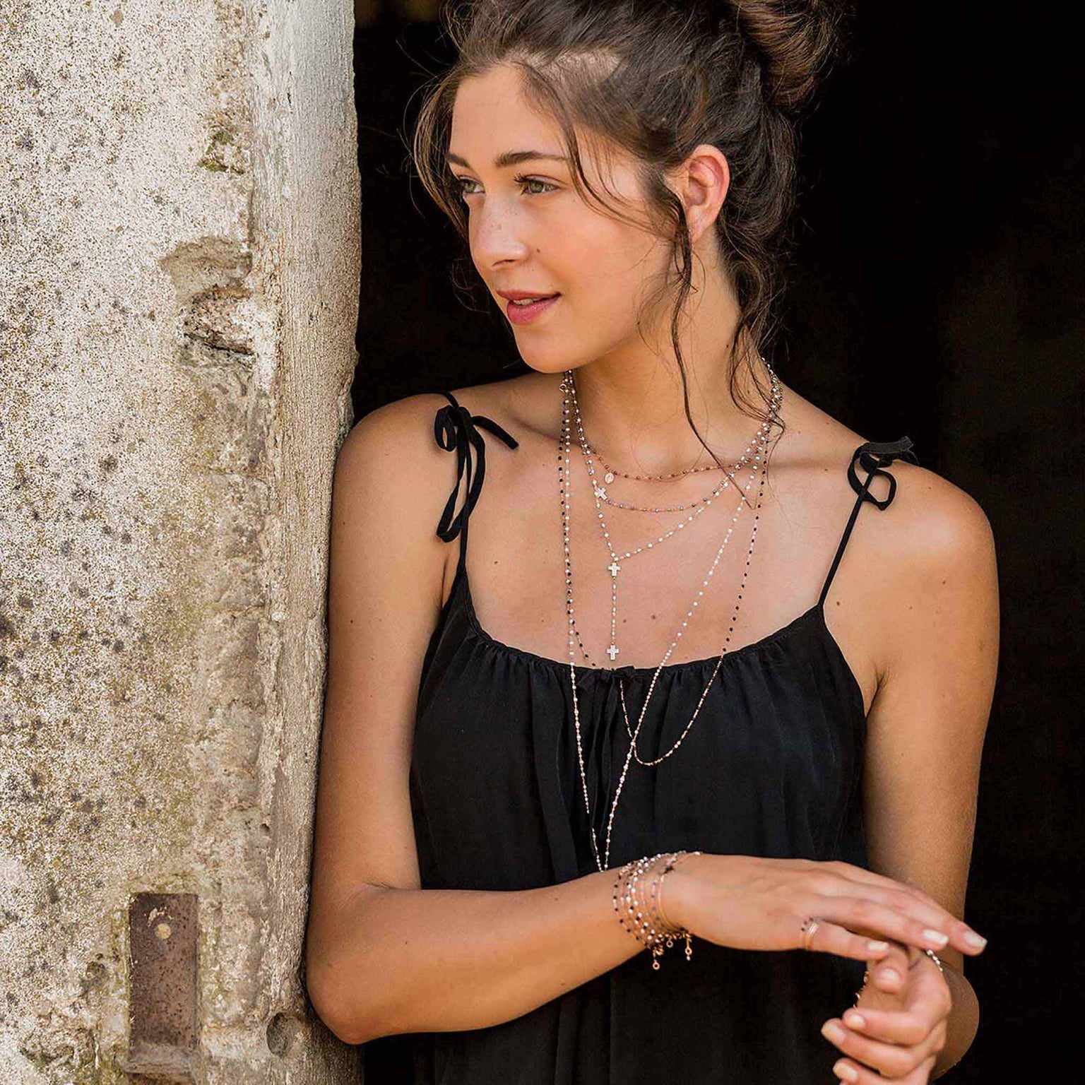 Gigi Clozeau - Classic Gigi White sautoir, Rose Gold, 34"